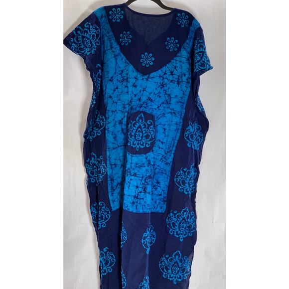 UNBRANDED Women’s Blue Printed Split-Neck Short Sleeve Kimono Overshirt SZ OS - Picture 2 of 9